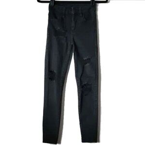 *50off3*  American Eagle Outfitters Mid Rise Skinny Jeans 00S Destroyed Black